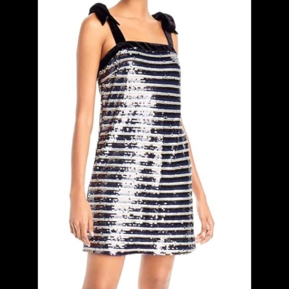 NEW AQUA sequined striped mini dress XS